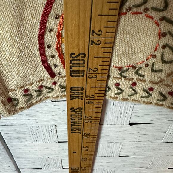 Alfred Dunner women’s cardigan zip front cream 90s knit embroidered cozy core  - Picture 7 of 9